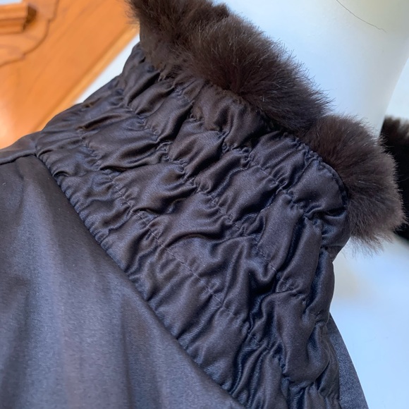 Reversible Rabbit Fur Coat Dark Brown - Picture 7 of 7